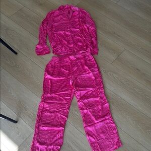 Vibrant Pink Satin Pajama Set